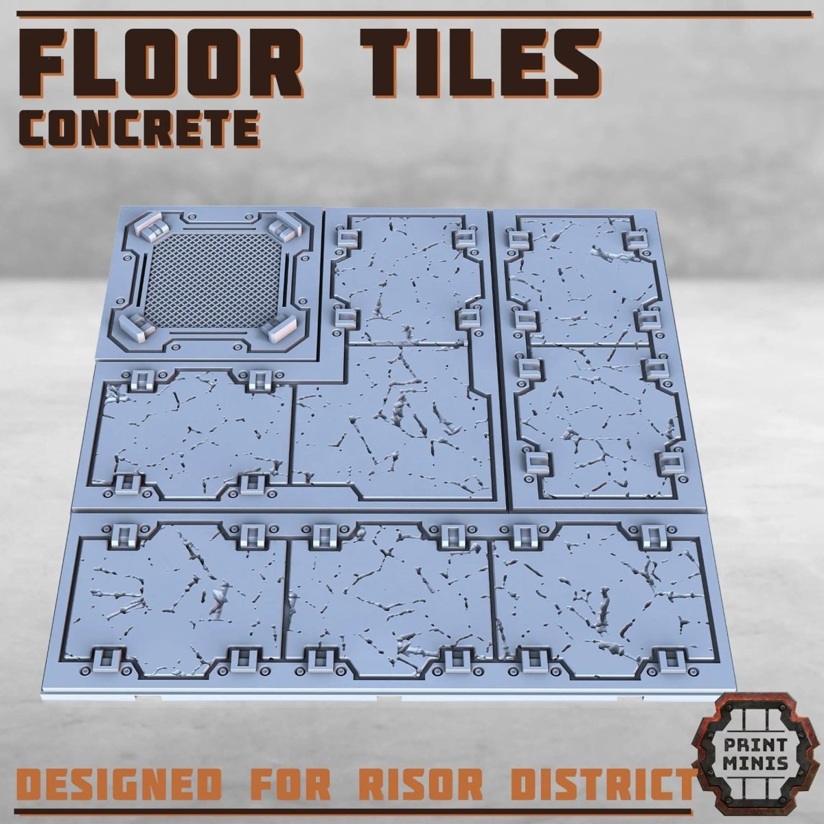 Concrete Floor Tiles - HamsterFoundry - Print Minis